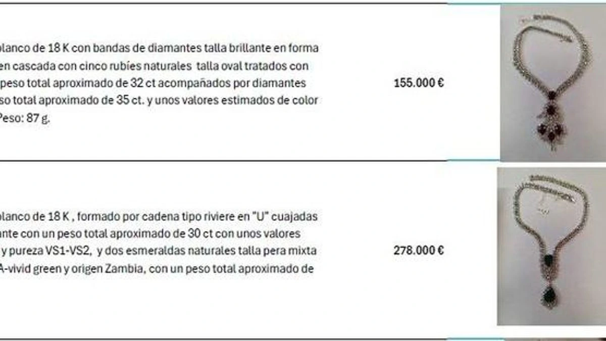 El informe sobre las joyas incautadas a Zapatero: de un collar valorado en 278.000 euros a bisutería sin valor