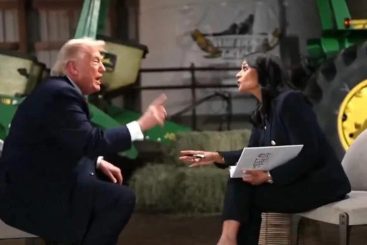 "Estúpida" y "corrupta": Trump se arranca el micro y se va de un entrevista incómoda