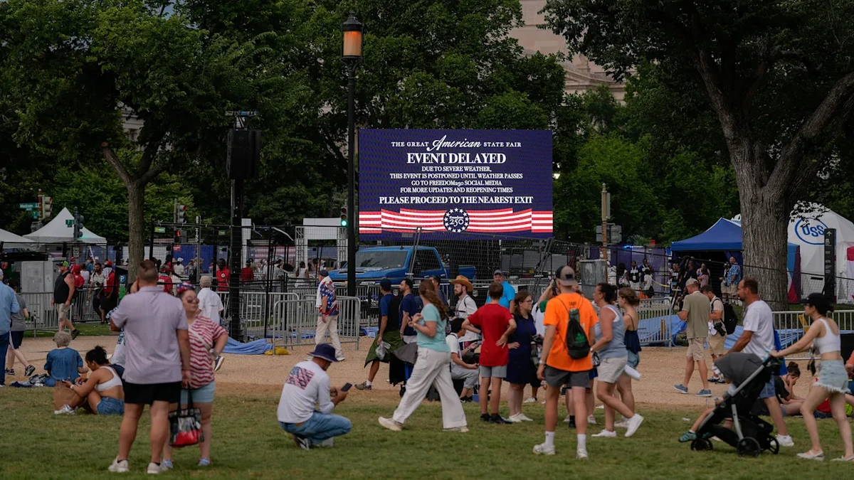 Gewitter-Warnung, Gelände evakuiert: Chaos und Panik bei Trumps USA-Party