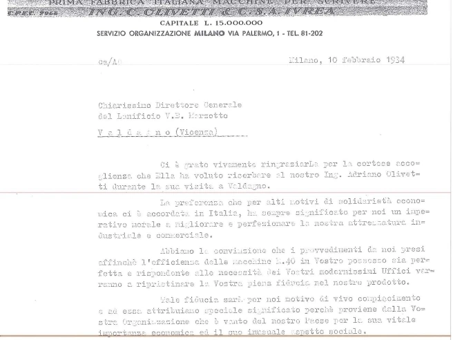 La lettera di Olivetti ai Marzotto: «La Città sociale? È innovativa», il ritrovamento nell’archivio di Valdagno